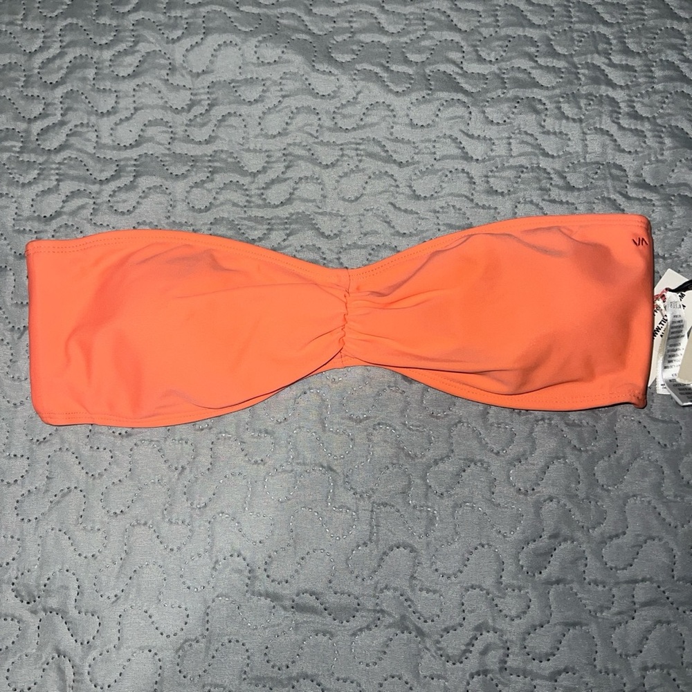 NWT RVCA Bastian Bikini Top Swimsuit Swimwear Bathing Suit coral Beach summer - Picture 2 of 4